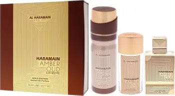 Eau de Parfum set për femra Al Haramain Amber Oud Gold Edition 75ml + 30ml + deodorant 200ml