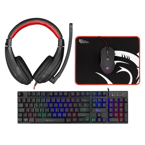 Set White Shark, tastierë + maus + kufje + mouse pad - 1