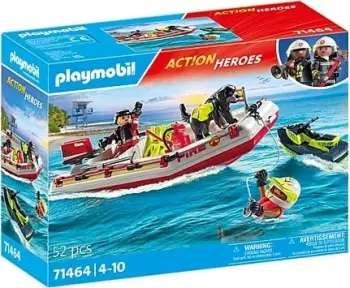 Set lodër Playmobil Action Heroes 71464, varkë zjarrfikëse me skuter ujor