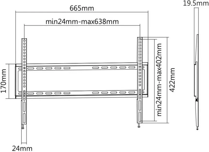 Mbajtës për TV SBOX Fix, PLB 2264F, 37“ - 70“ - 1