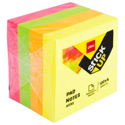 Deli Postit 51X51 400Fl Neon Mix A03303 1/4 - 4