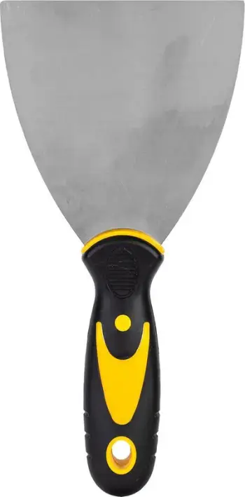 Spatulë Deli Tools EDL-HD4, 4 inç, çelik inox, verdhë/zezë