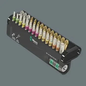 Set bitash Wera 05057437001, 29 copë, 1/4", Phillips/Pozidriv/Torx Plus, me mbajtës, e zezë/metalike