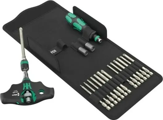 Set veglash Wera 05136072001, 18 pjesë, kuti tekstili, zi/gjelbër - 2