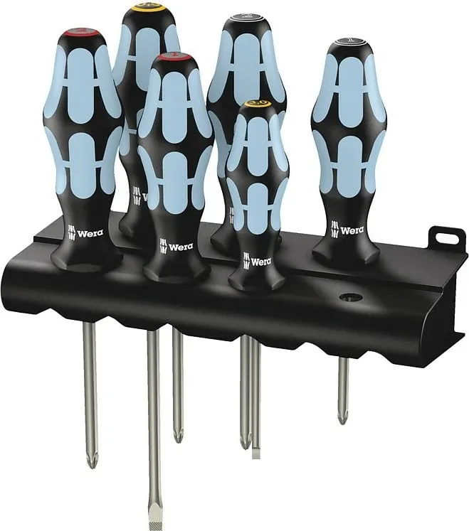 Set kaçavidash Wera 3334/3350/3355/6, 6 copë, çelik, kuti, zi/blu - 1