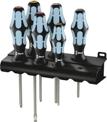 Set kaçavidash Wera 3334/3350/3355/6, 6 copë, çelik, kuti, zi/blu