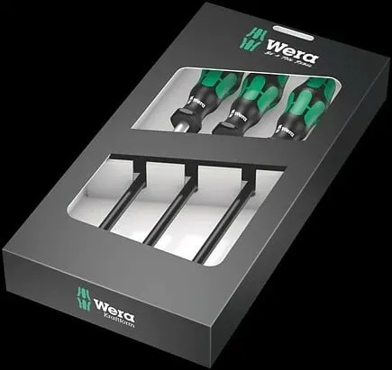 Set kaçavida Wera 3 copë, dorezë Kraftform, teh fleksibil, zi/gjelbër - 1