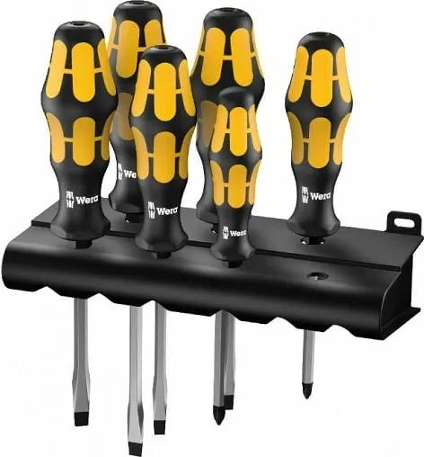 Set kaçavidash Wera 932 S/6, mbajtëse bitash, 6 copë, zi/verdhe - 1