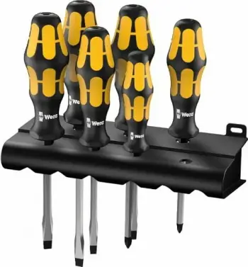 Set kaçavidash Wera 932 S/6, mbajtëse bitash, 6 copë, zi/verdhe