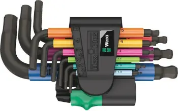 Set çelësa imbus Wera 950/9 Hex Plus Multicolour 2, 9 copë, me mbajtëse plastike, shumëngjyrësh