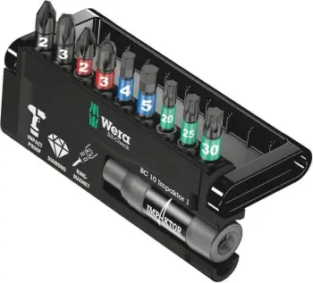 Set bitash Wera BC 10 Impaktor 1, 10 copë, PH2 PH3 PZ2 PZ3 T20 T25 T30 4.5mm, me magnet