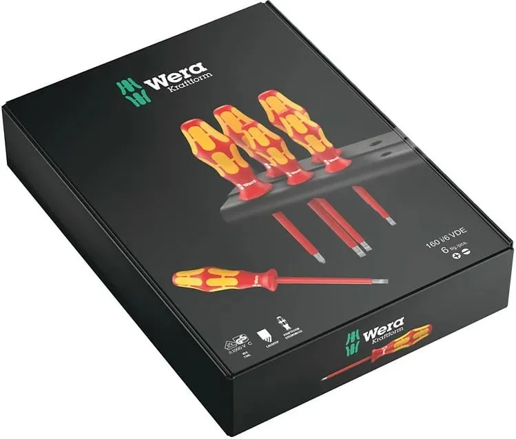 Set kaçavidash Wera 6 copë, izolim elektrik, me raft, zi - 2
