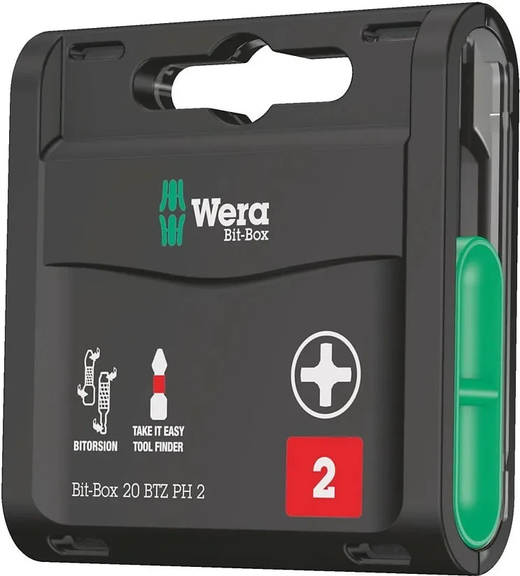 Set bitash Wera Bit-Box 20 BTZ PH, 20 copë, PH2, metal/plastik - 1