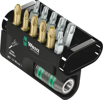 Set bitash Wera Bit-Check 12, 12 copë, Phillips, Pozidriv, Torx, çelik
