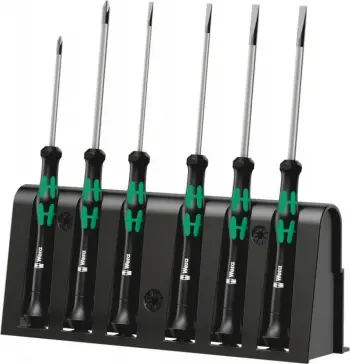 Set kaçavidash Wera 2035/6 B me raft, për elektronikë, zi/gjelbër