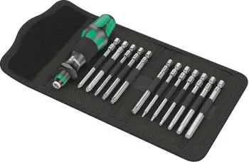 Set veglash biçiklete Wera 05004171001, me mbështjellës, ngjyrë e zezë/jeshile