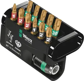 Set bitash Wera Bit-Check Diamond, 12 copa, me mbajtës Rapidaptor