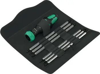 Set kaçavidash Wera Kraftform Kompakt Vario RA, 7 copë, dorezë e zezë/gjelbër