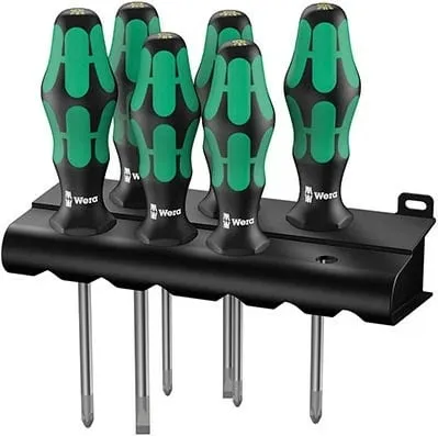 Set kaçavidash Wera 335/350/355/6 Kraftform Plus, 6 copa, dorezë e zezë/gjelbër - 1