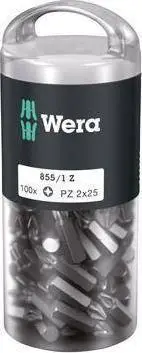 Set bite Wera 1/4" PZ2 x 25mm, DIN 3126 C 6,3, 100 copë