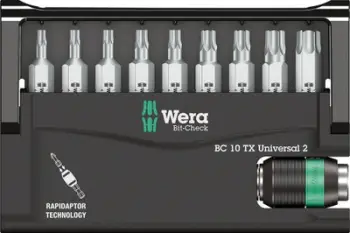Set bitash Wera Bit Check 10 Universal 2, 10 copë, me Rapidaptor