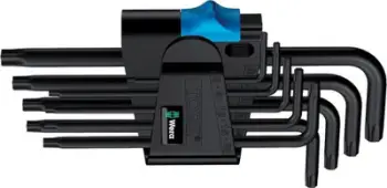 Set çelësa këndorë TORX Wera Professional HF, 9 copë, çelik BlackLaser, i zi