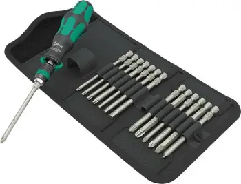 Set kaçavidash Wera 838 RA-R M, 15 pjesë, me mbështjellës, zi/gjelbër