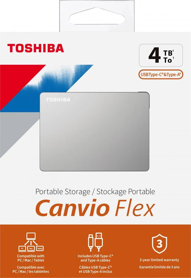 Disk i jashtëm HDD Toshiba Canvio Flex (HDTX140ESCCA), 4TB, i argjendtë - 5