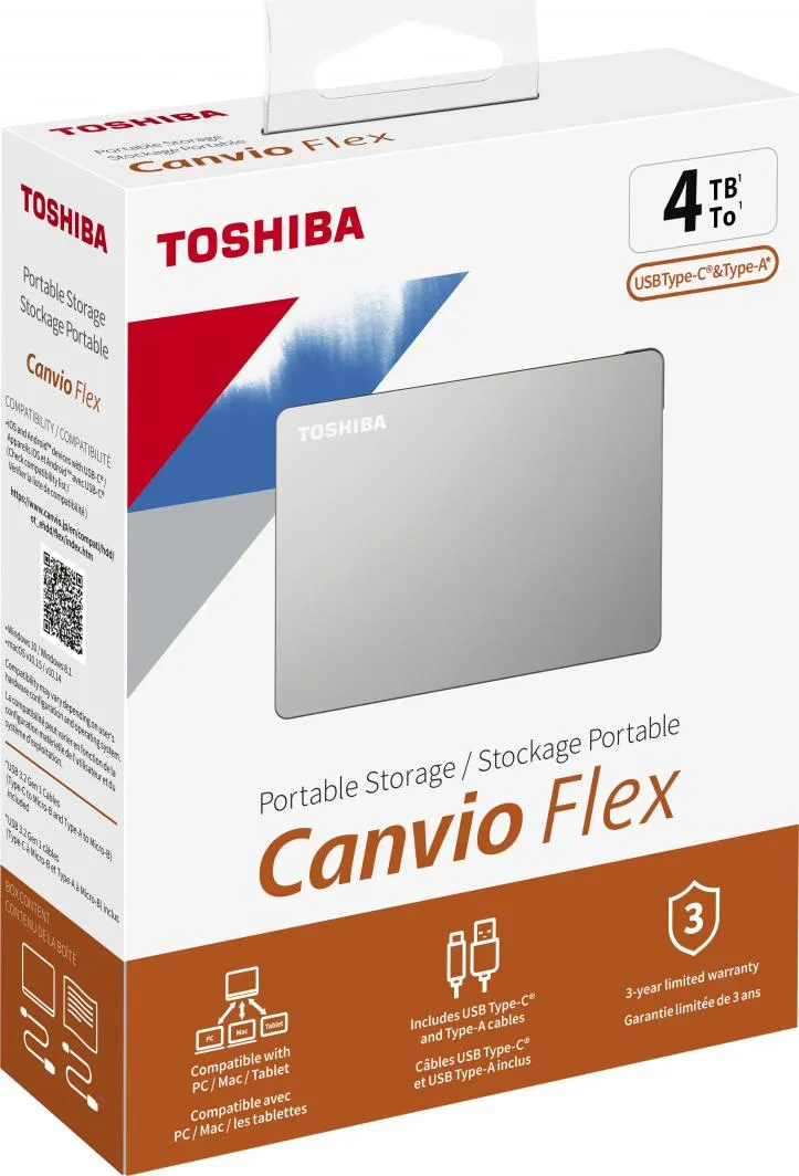 Disk i jashtëm HDD Toshiba Canvio Flex (HDTX140ESCCA), 4TB, i argjendtë - 6