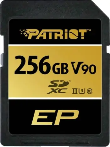 Kartë memorie Patriot V90, 256GB, SDXC, UHS-II, e artë