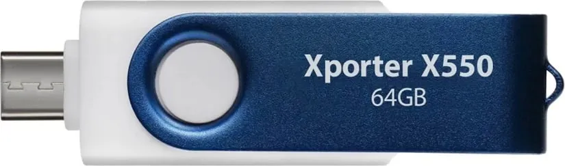 USB flash Patriot Memory Xporter X550, 64GB, Dual USB-A+C, Bardhë/Blu - 1
