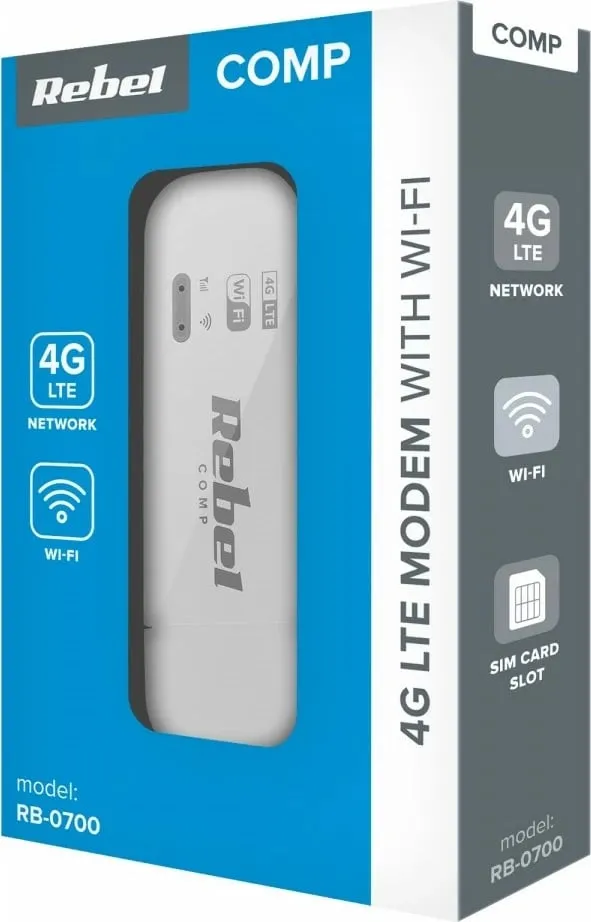 Modem WiFi Rebel RB-0700, 4G, portativ, i bardhë - 2