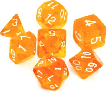Set zaresh Rebel RPG Crystal, 7 copë, portokalli