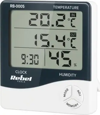 Stacion moti Rebel RB-0005, sensor pa tela, matje temperature dhe lagështie, i bardhë