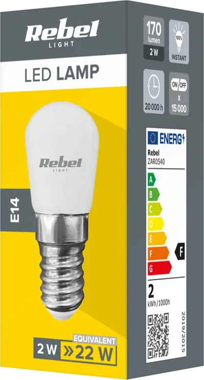Llambë LED për frigorifer Rebel 2W, E14, 4000K, e bardhë - 3