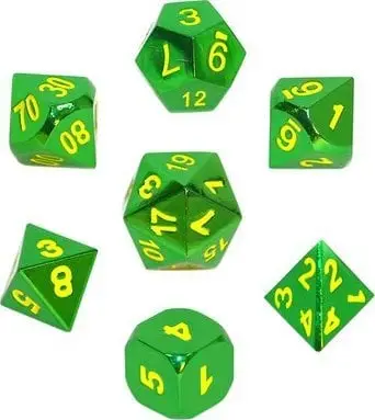 Set zare Rebel RPG Metal, 7 copa, jeshile me numra të verdhë