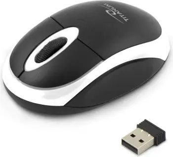 Maus Titanum Vultore, wireless, USB, i bardhë dhe i zi