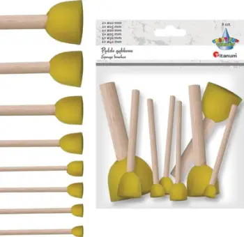 Set furça sfungjeri Titanum Round, 8 copë, për pikturim, shumëngjyrëshe