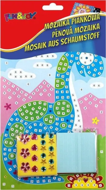 Set kreativ mozaik shkumë Titanum Foam Mosaic Dinosaur Fun and Joy, 400 ngjitëse, për fëmijë, shumëngjyrësh