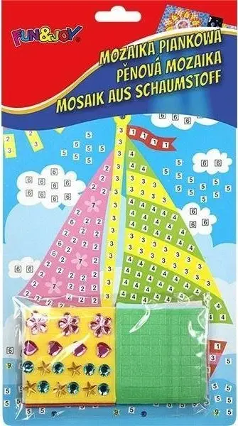Set kreativ Titanum Foam Mosaic Sailboat, mozaik 3D shkumë, motiv varkë me vela, shumëngjyrësh