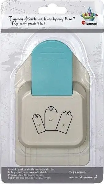 Gërshërë për prerje forme Titanum Hole Punch 3in1, motiv etiketë, 3 madhësi, shumëngjyrëshe