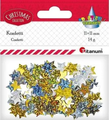 Konfeti Titanum Stars, yje ari dhe argjendi holografik, 14g