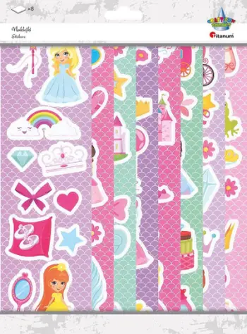 Stickerë letre Titanum Paper Stickers, 8 fletë, princesha dhe aksesorë