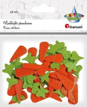 Stickerë shkumë me shkëlqim Titanum Carrots, 56 copë, shumëngjyrëshe