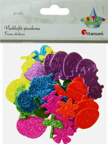 Ngjitëse shkumë dekorative Titanum Foam Glitter, set 50 copë, shumëngjyrëshe