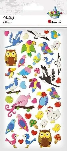 Stickers konveks Titanum Convex, motive zogj dhe zemra, 42 copë