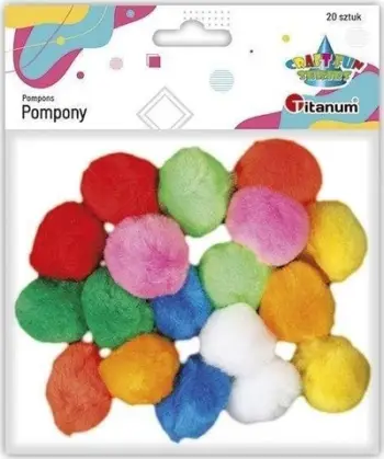 Pompone akrilike Titanum, 30mm, set 20 copë, shumëngjyrëshe