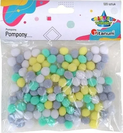 Set pomponë Titanum Polyester, 10mm, 120 copë, shumëngjyrësh - 1