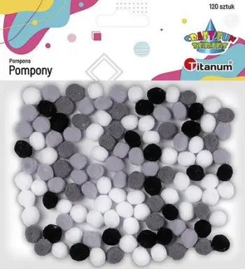 Pompom dekorativ Titanum, poliester 10mm, set 120 copë, miks ngjyrash