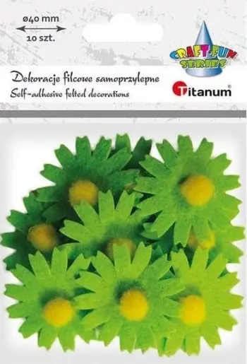 Stoli dekorative prej filci Titanum, lule 3D, set 10 copë, të gjelbra